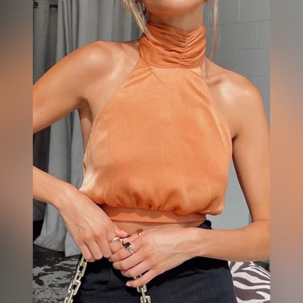 Elegant Orange Princess Polly Halter Top